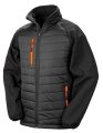 Heren Softshell Jas Result Recycled Compass Padded Zwart-Oranje